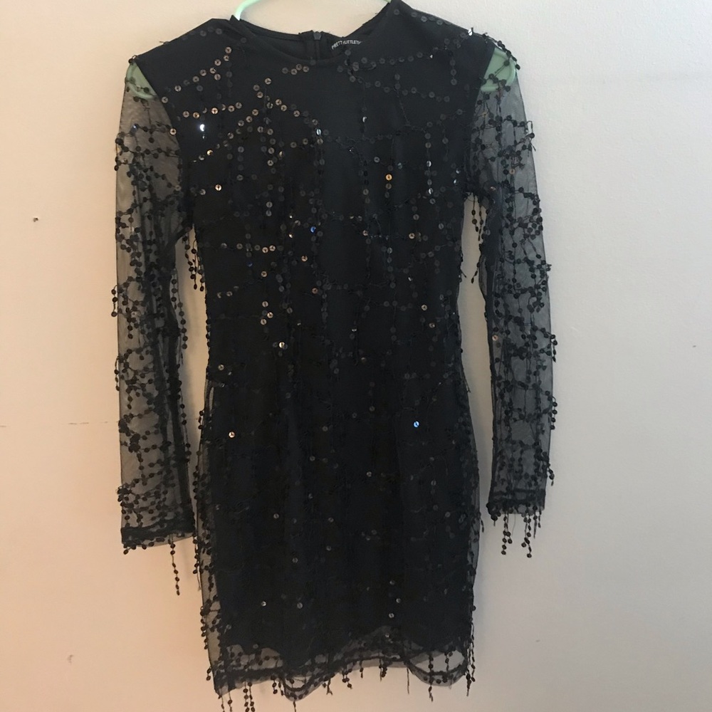 black sparkly sequin midi dress